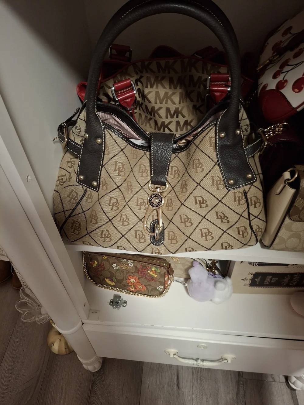 Dooney&Bourke Brown & Beige Monogram Satchel